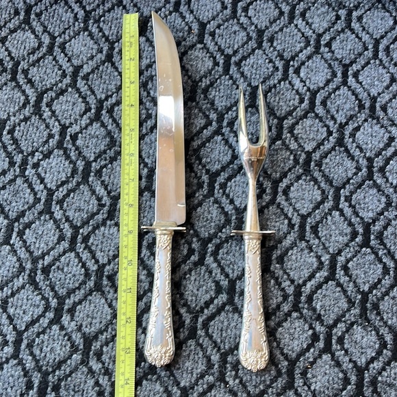 WM Rodger & Sons Silver Plated Stainless blade Serving Knife and Fork Set - Picture 6 of 6